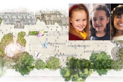 An artist's impression of how Southport Town Hall Gardens will look in memory of Elsie Dot Stancombe, Bebe King and Alice Dasilva Aguiar. Artist's impression by KKA Architects