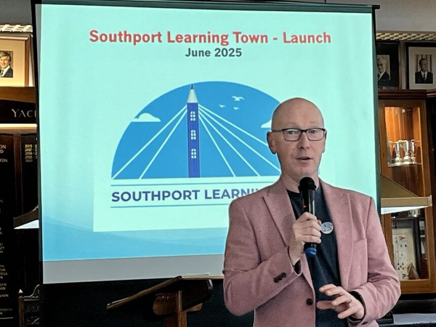 Southport MP Patrick Hurley at the launch of Southport Learning Town. Photo by Andrew Brown Stand Up For Southport