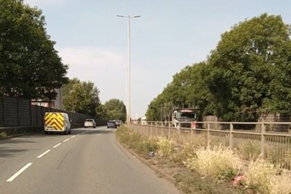 The A5036 before the street cleaning work had began