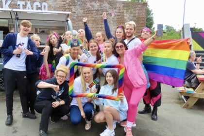People enjoy the Sefton Pride event in Bootle.