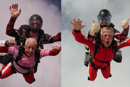 Jennifer Sephton and Adrian Antell, Head Teachers of Farnborough Road Infants and Farnborough Road Juniors Schools respectively, have completed a 15,000 skydive to raise thousands of pounds for the Elsies Story charity