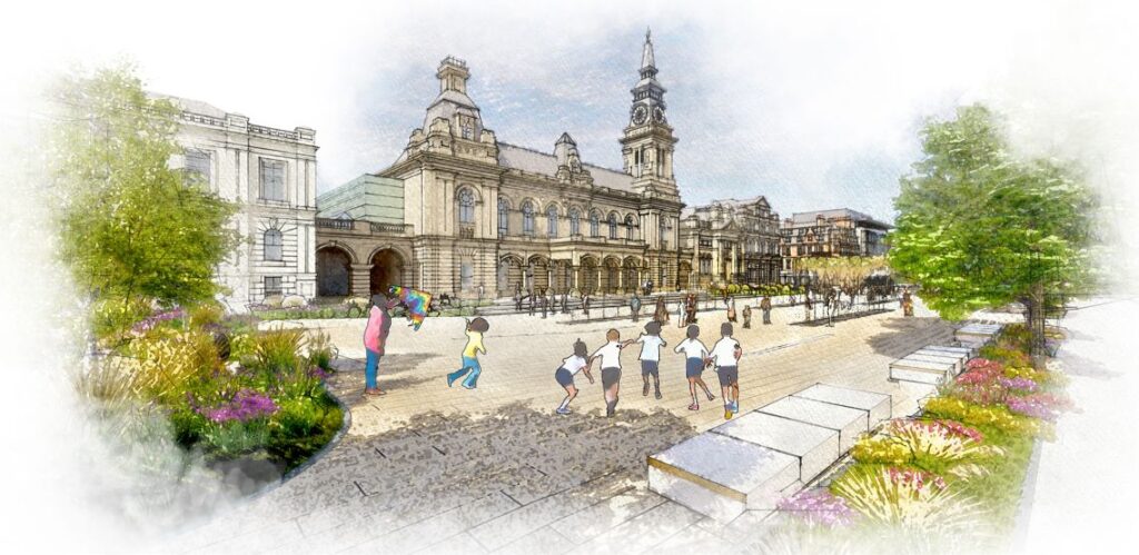 An artist's impression of how Southport Town Hall Gardens will look. Artist?s impression by KKA Architects
