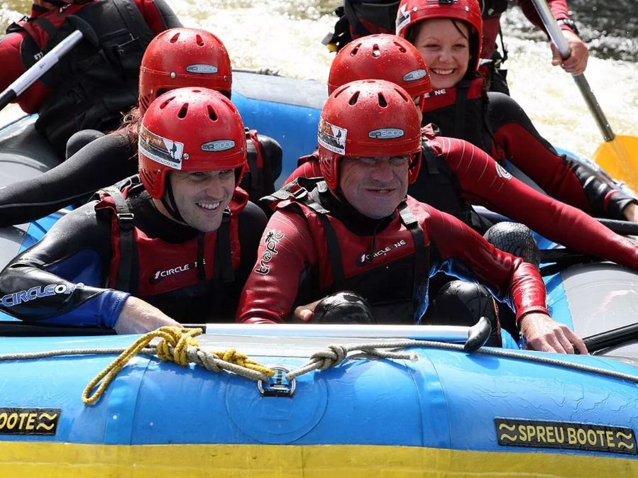 Revd. Alex Galbraith, tries his hand at white water rafting for charity in 2014