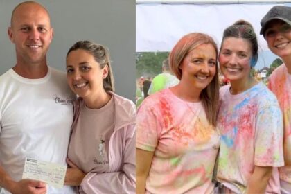Jenni and David Stancombe were presented with £6,205 raised for Elsies Story through the Southport Colour Run at Southport Rugby Club