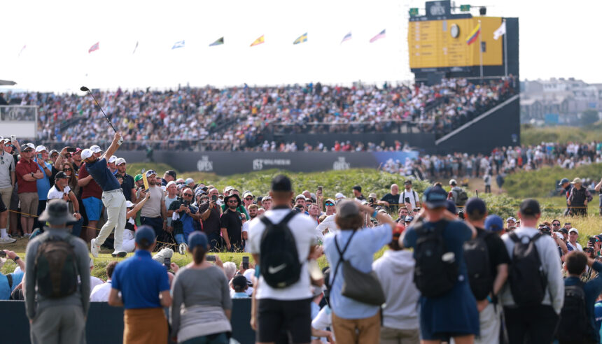 Scottie Scheffler of the United States tees off on the 14th hole during the final round of The 153rd Open Championship at Royal Portrush Golf Club on July 20, 2025 in Portrush, Northern Ireland. Photo by Warren Little / Getty Images / R&A