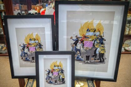 The Hope Not Hate artwork by Graphic Zombie, printed by print Quarter and sold by Parkinsons Books in Southport