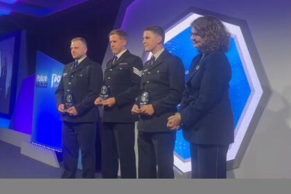 Sergeant Gregory Gillespie, PC Luke Holden and PCSO Timothy Parry from Merseyside Police have won the overall National Police Bravery Award 2025