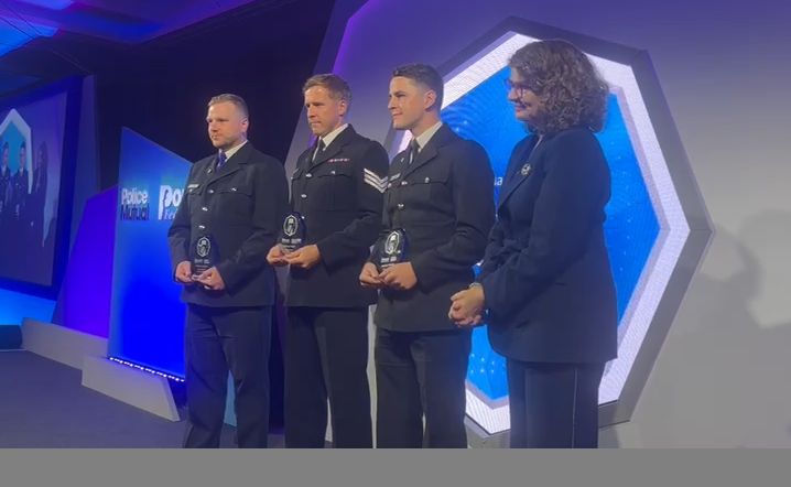 Sergeant Gregory Gillespie, PC Luke Holden and PCSO Timothy Parry from Merseyside Police have won the overall National Police Bravery Award 2025