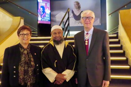 The Imam of Southport Mosque Ibrahim Hussein was presented with a Grand Pride Of Sefton Award by Lord Lieutenant of Merseyside Mark Blundell and Deputy Lieutenant Julie Lawson BEM. Photo by Andrew Brown Stand Up For Southport