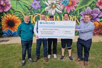 Southport Hesketh Round Table has received a £1,000 donation from Dave Asbridge and Billy, who raised and donated proceeds from last years car boot sale parking