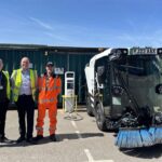 Cllr Peter Harvey, left, Michael Roberts, middle, Transport and Vehicle Maintenance Manager and another Council worker who is part of the Operational In-House Services team at Sefton Council