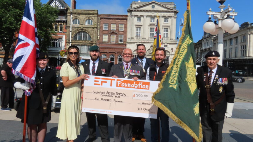 The EFT Foundation made a £500 donation to the Southport Armed Forces Community Hub at the 80th VJ Day event