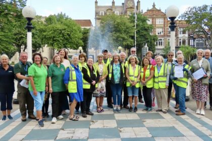 Southport showcased its splendour during a visit by Royal Horticultural Society National Britain In Bloom judges. Judges with the Lord Street In Bloom volunteers in the Town Hall gardens