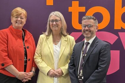 Baroness Smith with Michelle Brabner and Stephen Musa, Principal and Deputy Principal at Southport Education Group