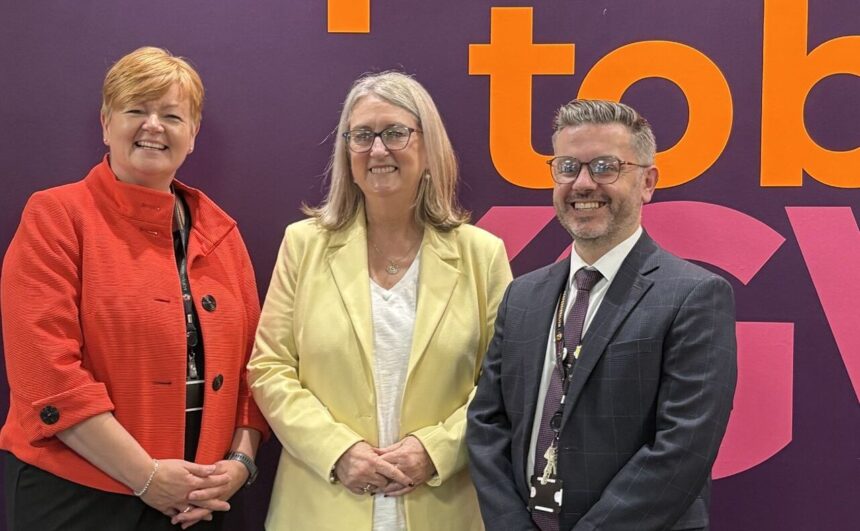 Baroness Smith with Michelle Brabner and Stephen Musa, Principal and Deputy Principal at Southport Education Group