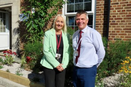 A show garden from Southport Flower Show has been donated to Farnborough Road Junior and Infant schools in Birkdale and Southport. The donation was welcomed by headteachers Jennifer Sephton and Adrian Antell. Photo by Andrew Brown Stand Up For Southport