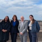 Chancellor Rachel Reeves has announced up to £20 million to restore and reopen Southport Pier. She is pictured (centre) with (from left): Cllr Sonya Kelly; Sefton Counci Leader Cllr Marion Atkinson; Southport MP Patrick Hurley; and Cllr Laura Lunn-Bates