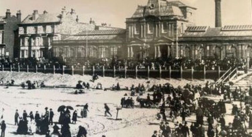 Victoria Baths in Southport in 1897 as viewed from Southport Beach