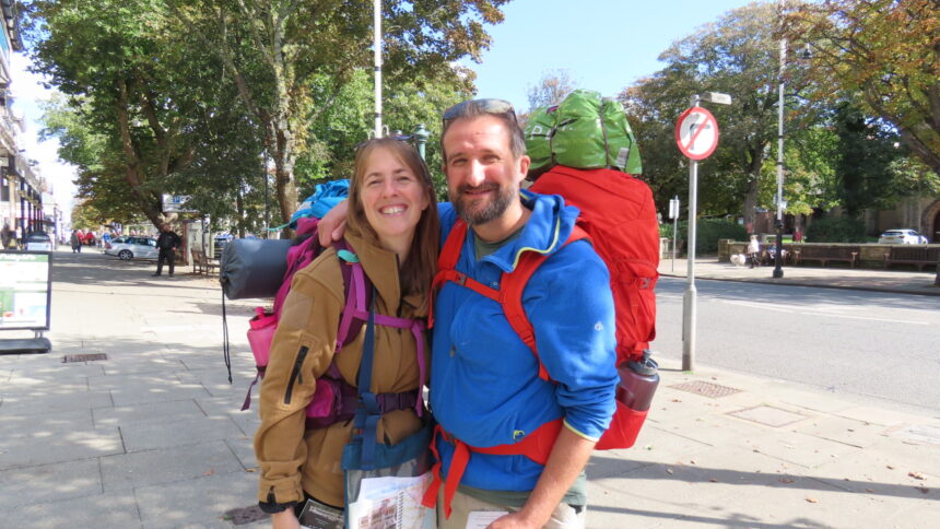 James and Eleanor Montague have set off from Southport on a 215-mile Walking Hearts trek across the Pennines to Hornsea on the east coast of Yorkshire. Photo by Andrew Brown Stand Up For Southport