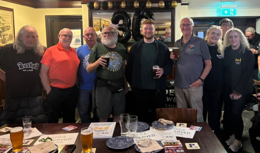 The Sir Henry Segrave Wetherspoon pub in Southport has celebrtaed its 30th birthda with a Phoenix Brewery Meet The Brewer and Tap Takeover event. Pictured are Lucy and Becca, the representatives from Phoenix Brewery; Southport & West Lancs CAMRA Branch Chairman Doug Macadam along with several other Southport CAMRA branch members; a number of our regulars and finally Shift Managers Stuart Ochiltree and Abbie Crane