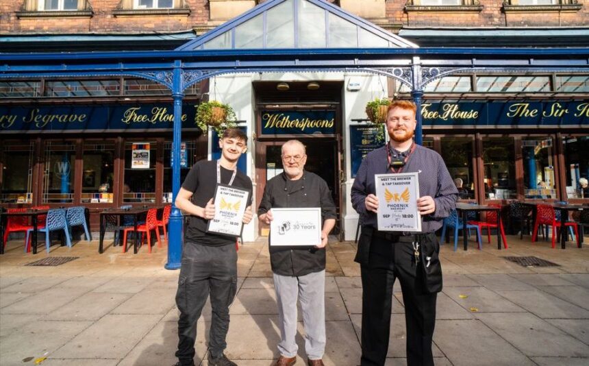 The Sir Henry Segrave Wetherspoon pub in Southport is celebrating its 30th birthday. From left: bar team leader Connor West, kitchen associate Gary Cox and shift manager Stuart Ochiltree. Photo by Bertie Cunningham Southport BID