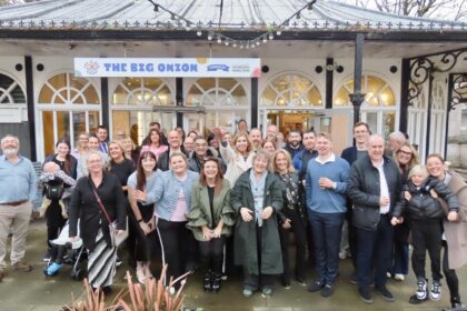 A large crowd of well-wishers and supporters enjoyed the soft launch of The Big Onion in the Town Hall Gardens in Southport. Photo by Andrew Brown Stand Up For Southport