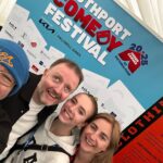 Southport Comedy Festival is supporting the GABA Foundation. Pictured are Brendan Riley, Chris McCausland, Erin Riley and Val Brady