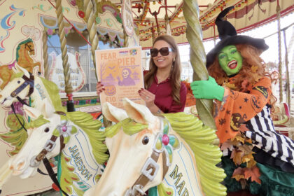 Families are invited to enjoy the new Pier By The Pier Halloween events in Southport this October Half Term at attractions including Silcock's Carousel, Silcock's Pier Family restaurant and Masters Putting Green. Pictured are Serena Silcock-Prince (Silcock Leisure Group) and Kristina Cunningham (Regally Royal Parties)