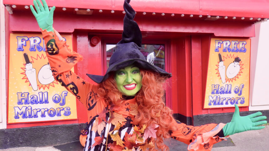 Families are invited to enjoy the new Pier By The Pier Halloween events in Southport this October Half Term at attractions including Silcock's Carousel, Silcock's Pier Family restaurant and Masters Putting Green. Pictured is Willow the Witch from Regally Royal Parties