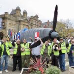 A new life-size Spitfire made from crochet has been installed in the Town Hall Gardens on Lord Street in Southport. The artwork has been created by Southport Royal British Legion, Southport Hookers, Merseyside Polonia and others. Photo by Andrew Brown Stand Up For Southport