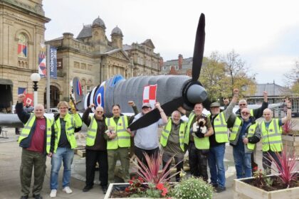 A new life-size Spitfire made from crochet has been installed in the Town Hall Gardens on Lord Street in Southport. The artwork has been created by Southport Royal British Legion, Southport Hookers, Merseyside Polonia and others. Photo by Andrew Brown Stand Up For Southport