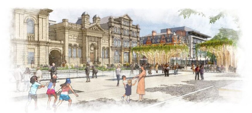 Artistic impressions of what a future space in the Town Hall Gardens on Lord Street in Southport may look like prior to formal plans being submitted