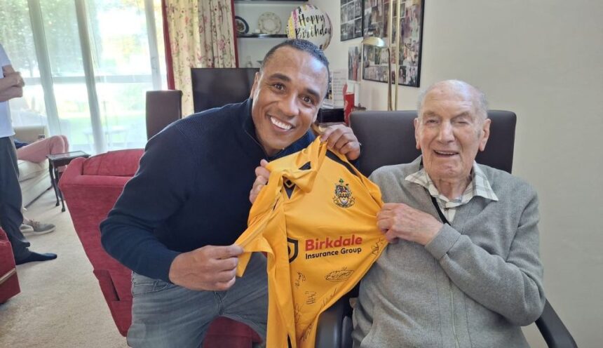 Trevor Hitchen will be a special guest at Southport FC v Halifax Town in the FA Cup. He is pictured with Southport Manager Neil Danns