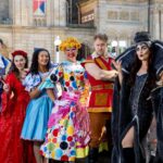 The Beauty and The Beast Cast Outside The Atkinson in Southport