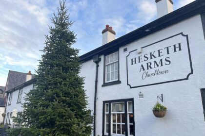The Christmas tree outisde the Hesketh Arms pub in Churchtown Village in Southport. Photo by Andrew Brown Stand Up For Southport