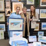 Southport artist Jane Lambert (centre) with Hannah Zachariah (left) and Serena Silcock-Prince (right) in Jane's art unit at the Royal Arcade on Lord Street in Southport. Photo by Andrew Brown Stand Up For Southport