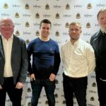 At Sandgrounders Business Club at Southport Football Club are (from left): Chris Harding Birkdale Insurance); Tom Woods, Operations Director at Halcyon IT; Chris Norris, Financial Planner at Fore Financial Planning; and Elliott Horan, Southport Football Club Commercial Director. Photo by Andrew Brown Stand Up For Southport