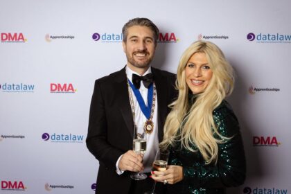 Southport & Ormskirk Law Society President Gerard Horton, a Partner at Leigh Day, and wife, Kirsty Thomas-Horton, the Head of Business Development at Fletchers Group, at the 2025 Southport and Ormskirk Law Society Annual Dinner at Hillside Golf Club in Southport. Photo by Datalaw