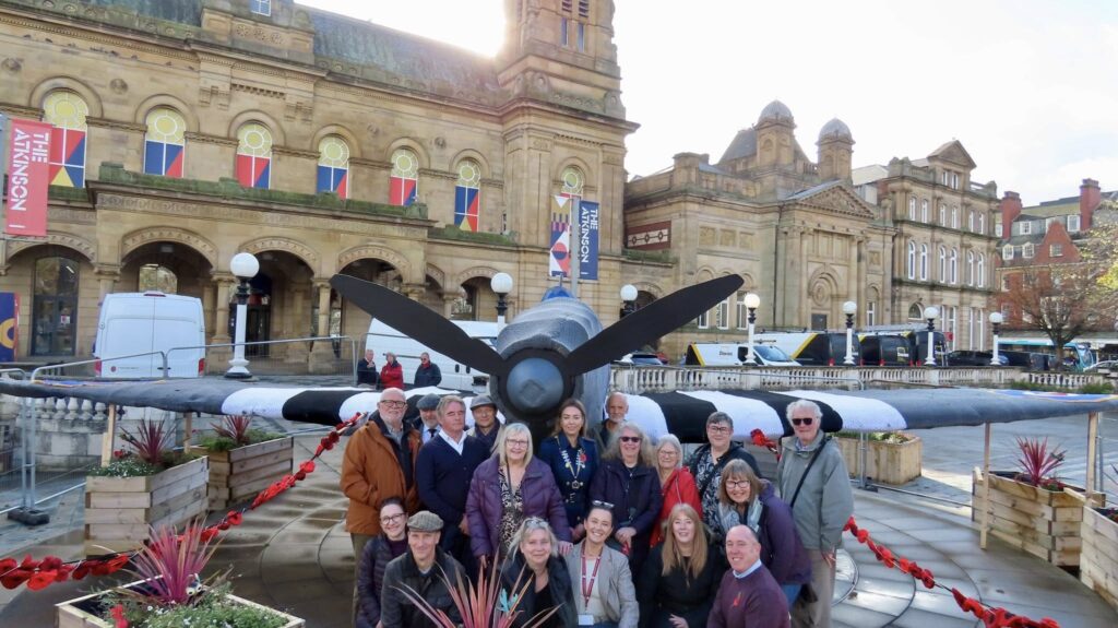 The crochet Spitfire in Southport town centre has been created by the Southport Hookers, the Royal British Legion, Merseyside Polonia and others. Photo by Andrew Brown Stand Up For Southport