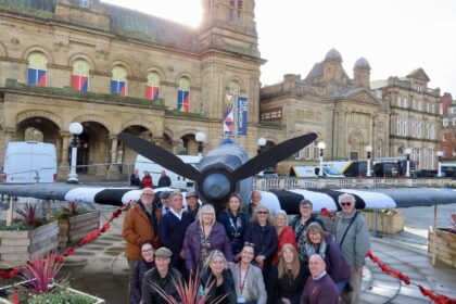 The crochet Spitfire in Southport town centre has been created by the Southport Hookers, the Royal British Legion, Merseyside Polonia and others. Photo by Andrew Brown Stand Up For Southport