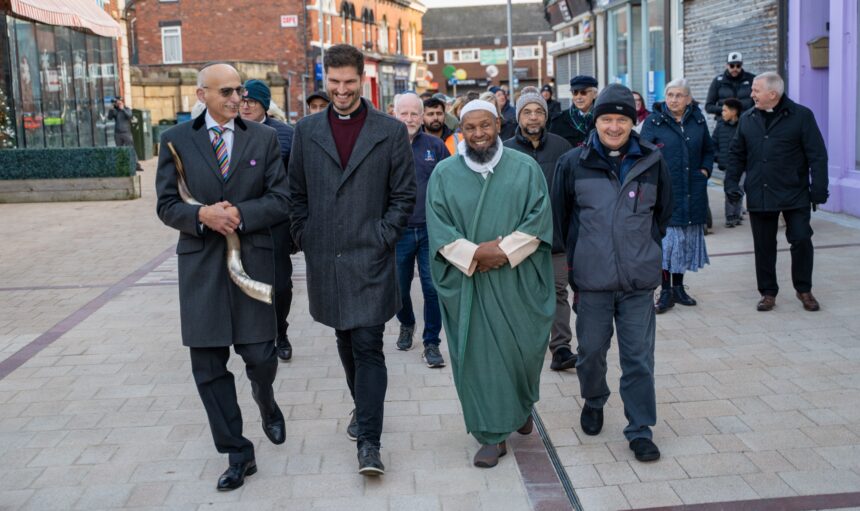 Faith leaders, political leaders and members of the public take part in the Walk of Unity in Southport. The event was organised by the Southport Interfaith Group. From left: Southport Interfaith Group Secretary Dr Selwyn Goldthorpe the Chair of Southport Synagogue; Rev Ben Dyer from Christ Church; Imam of Southport Mosque Ibrahim Hussein; and the Revd Graham Turner, a retired vicar and prison chaplain of the Church of England who is currently Chair of Southport's Interfaith Group.