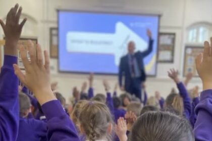 Children at Linaker Primary School in Southport wore odd socks as part of anti-bullying week