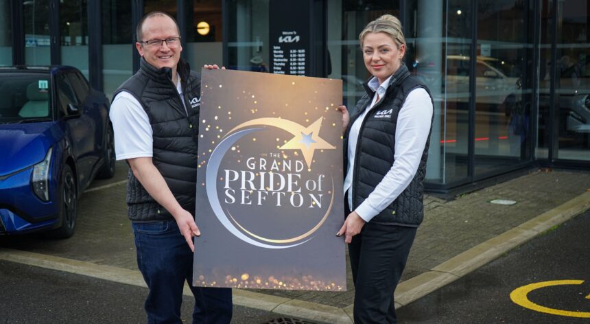Halliwell Jones Kia is inviting people to submit their nominations for the Sefton Charity Champion Award at the 2026 Grand Pride Of Sefton Awards. Pictured are Halliwell Jones Marketing Manager Aidan Williams and New Car Manager Hayley Hurrell. Photo by Sam Noakes