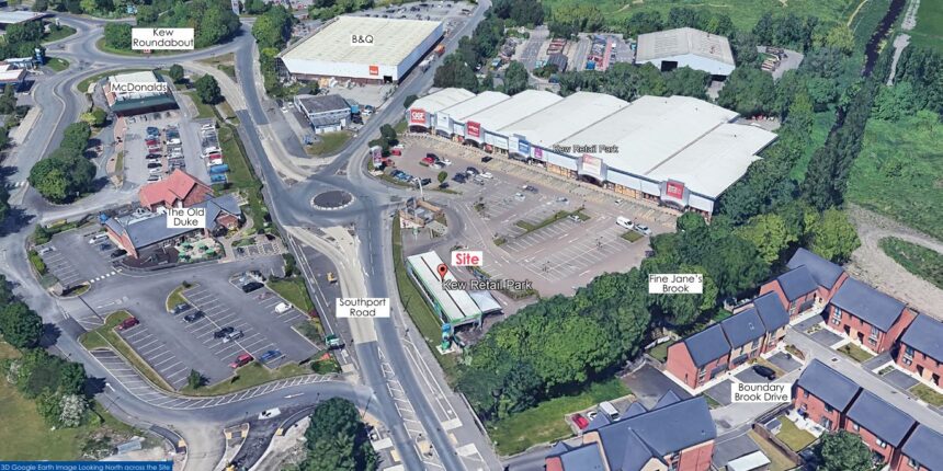 Proposals have been unveiled to build a brand new drive-thru restaurant at Kew Retail Park in Southport. Image by Google Earth