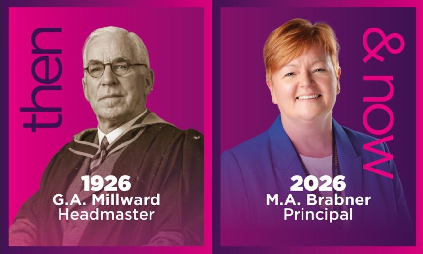 KGV Sixth Form College in Southport is celebrating its 100 year anniversary in 2026. G.A. Millward was the Headmaster in 1926 while Michelle Brabner is the Principal in 2026