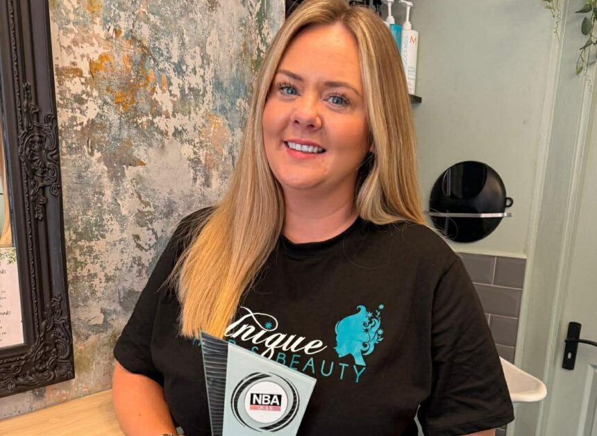 Kelly Stevens, who runs the Unique Hair & Beauty salon on Duke Street in Southport, won the title of the UKs Best Bridal Hairdresser 2026 at the National Beauty Awards UK and Ireland