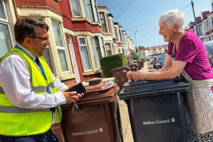 Kevin Shields, Service Manager for Waste Management and Street Cleansing at Sefton Council and local resident on the day her wheelie bin was delivered