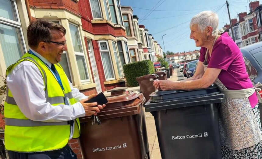 Kevin Shields, Service Manager for Waste Management and Street Cleansing at Sefton Council and local resident on the day her wheelie bin was delivered