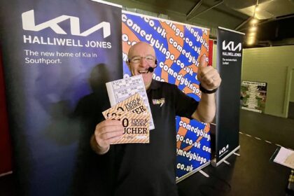 Comedy Bingo at Southport Market sponsored by Halliwell Jones Kia. Photo by Andrew Brown Stand Up For Southport
