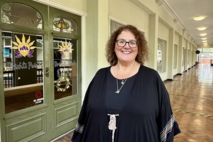 Sue Jones owner of Drishti Point yoga studio at Wayfarers Arcade on Lord Street in Southport. Photo by Andrew Brown Stand Up For Southport